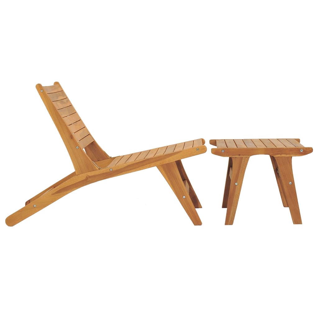 Garden Chair with Footrest Solid Teak Wood