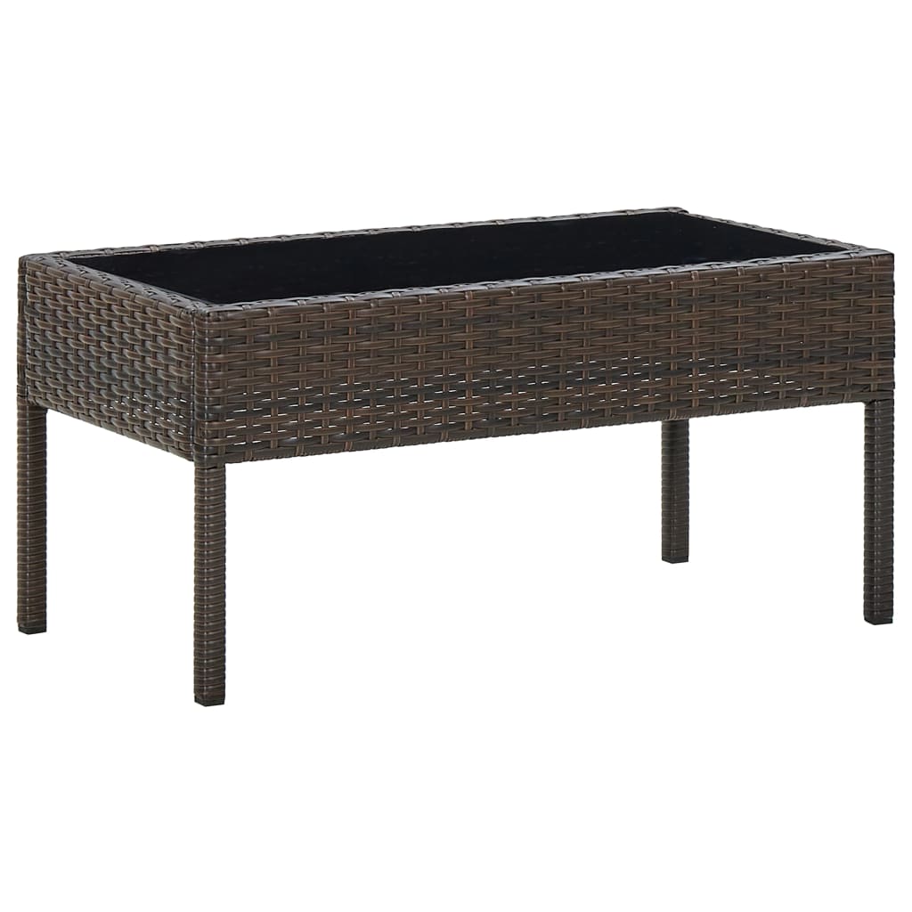 Garden Table Brown 75x40x37 cm Poly Rattan