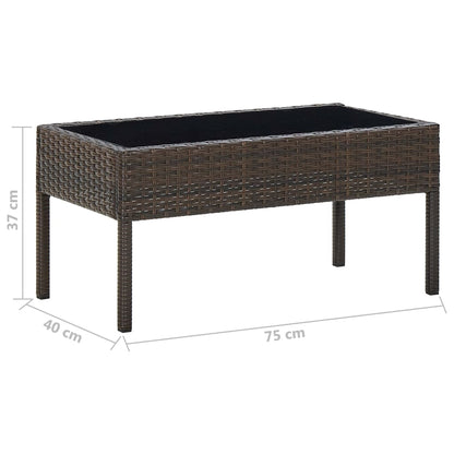 Garden Table Brown 75x40x37 cm Poly Rattan