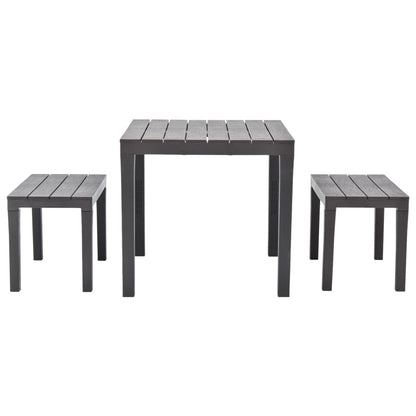 Garden Table with 2 Benches Plastic Brown