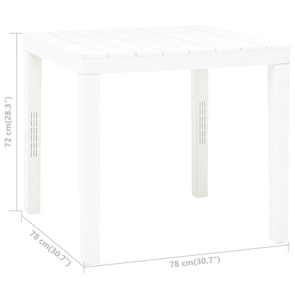 Garden Table White 78x78x72 cm Plastic