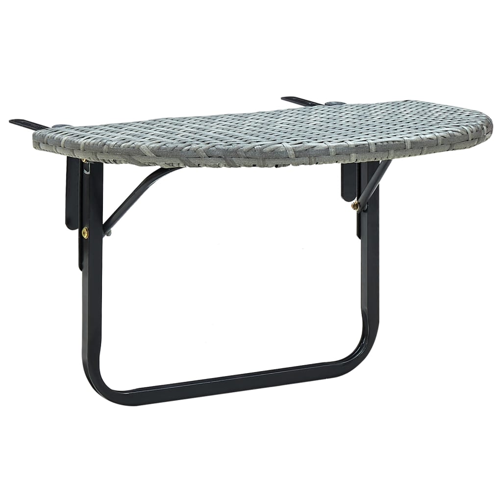 Balcony Table Grey 60x60x40 cm Poly Rattan