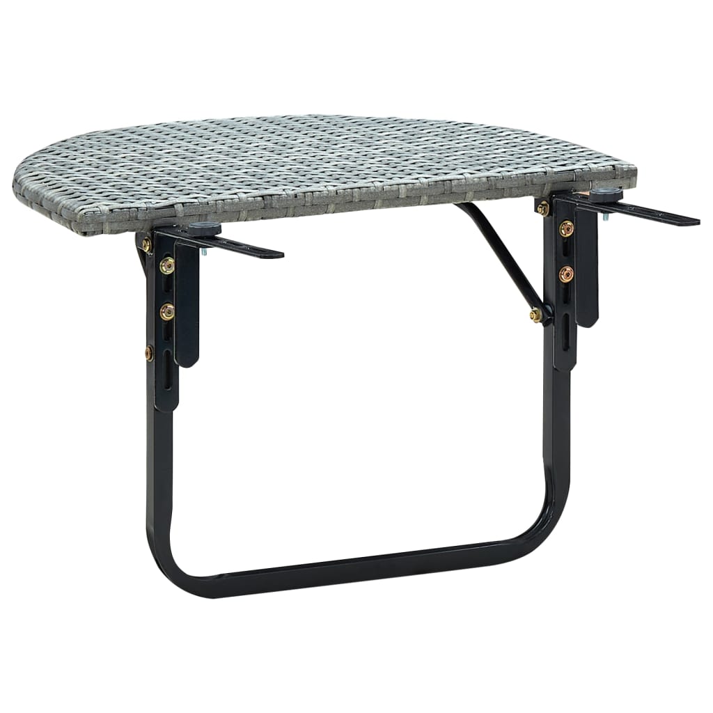 Balcony Table Grey 60x60x40 cm Poly Rattan