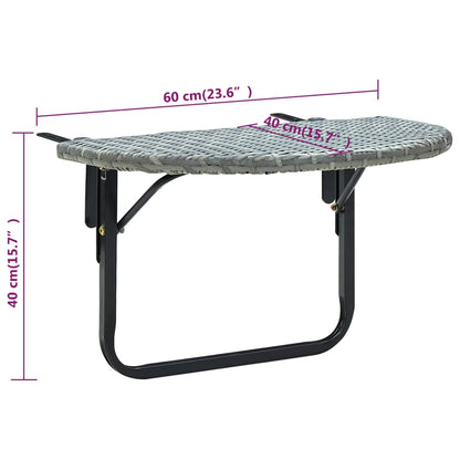 Balcony Table Grey 60x60x40 cm Poly Rattan