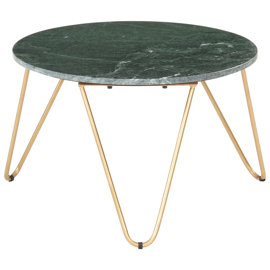 Coffee Table Green 65x65x42 cm Real Stone with Marble Texture