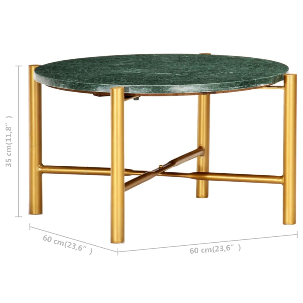 Coffee Table Green 60x60x35 cm Real Stone with Marble Texture