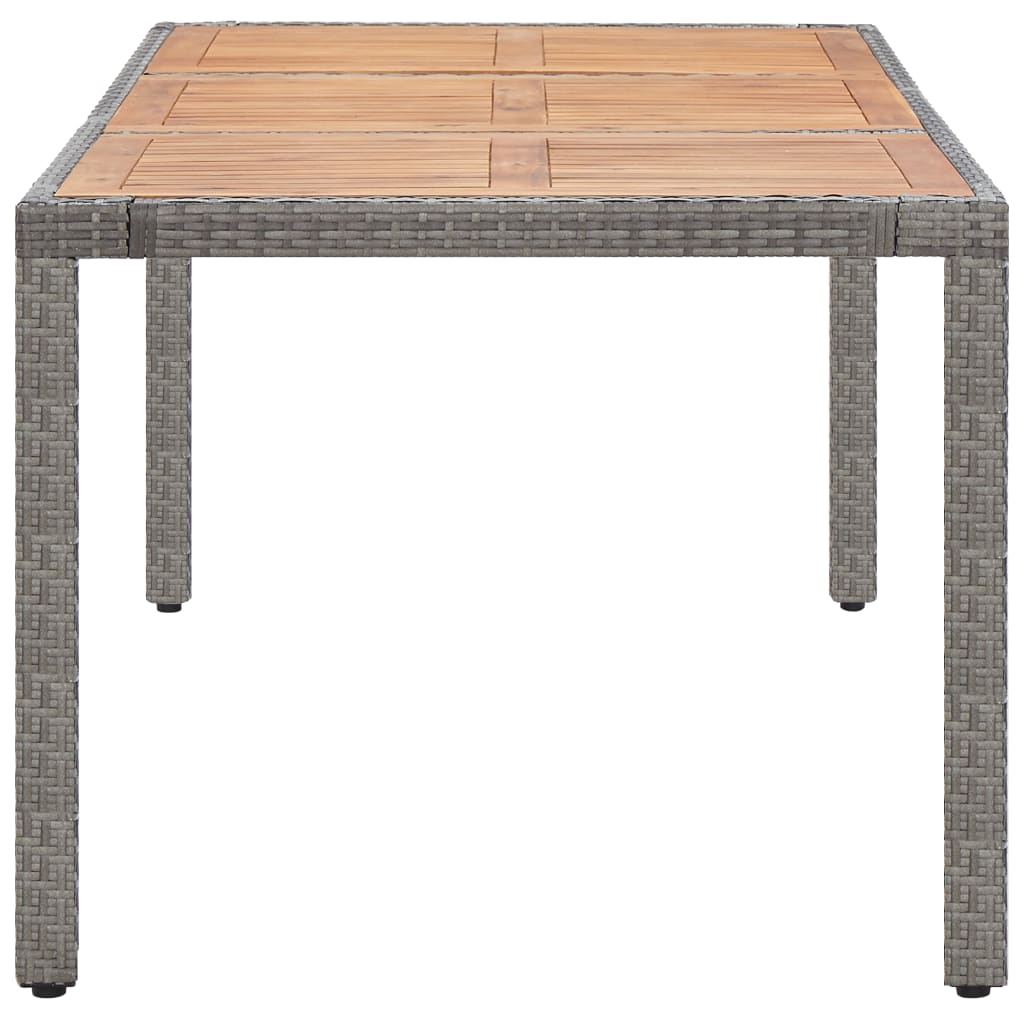 Garden Table Grey 190x90x75 cm Poly Rattan and Solid Acacia Wood