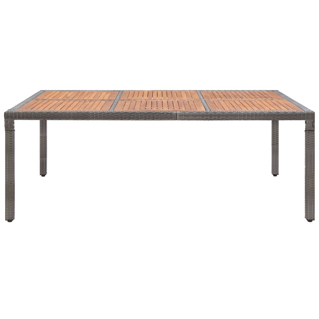 Garden Table Grey 200x150x74 cm Poly Rattan and Acacia Wood