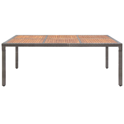 Garden Table Grey 200x150x74 cm Poly Rattan and Acacia Wood