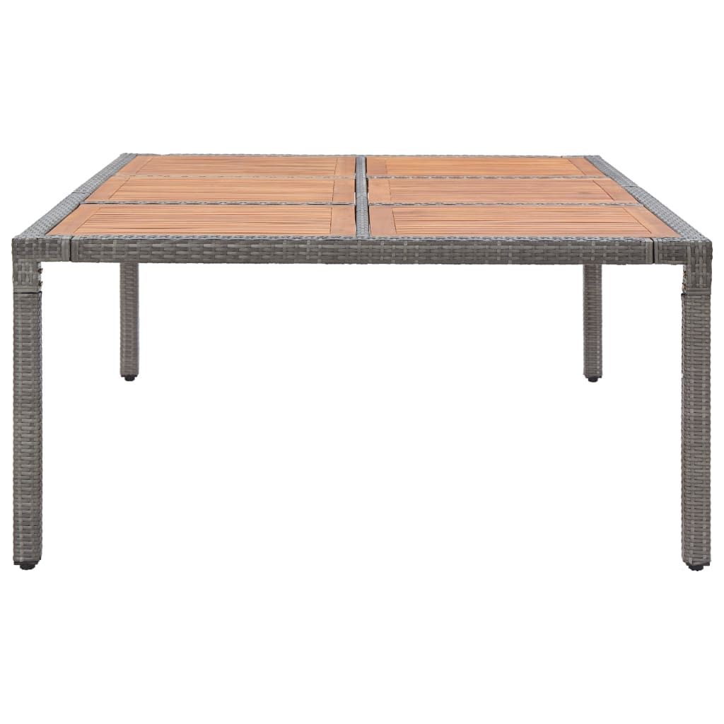 Garden Table Grey 200x150x74 cm Poly Rattan and Acacia Wood