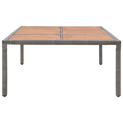 Garden Table Grey 200x150x74 cm Poly Rattan and Acacia Wood