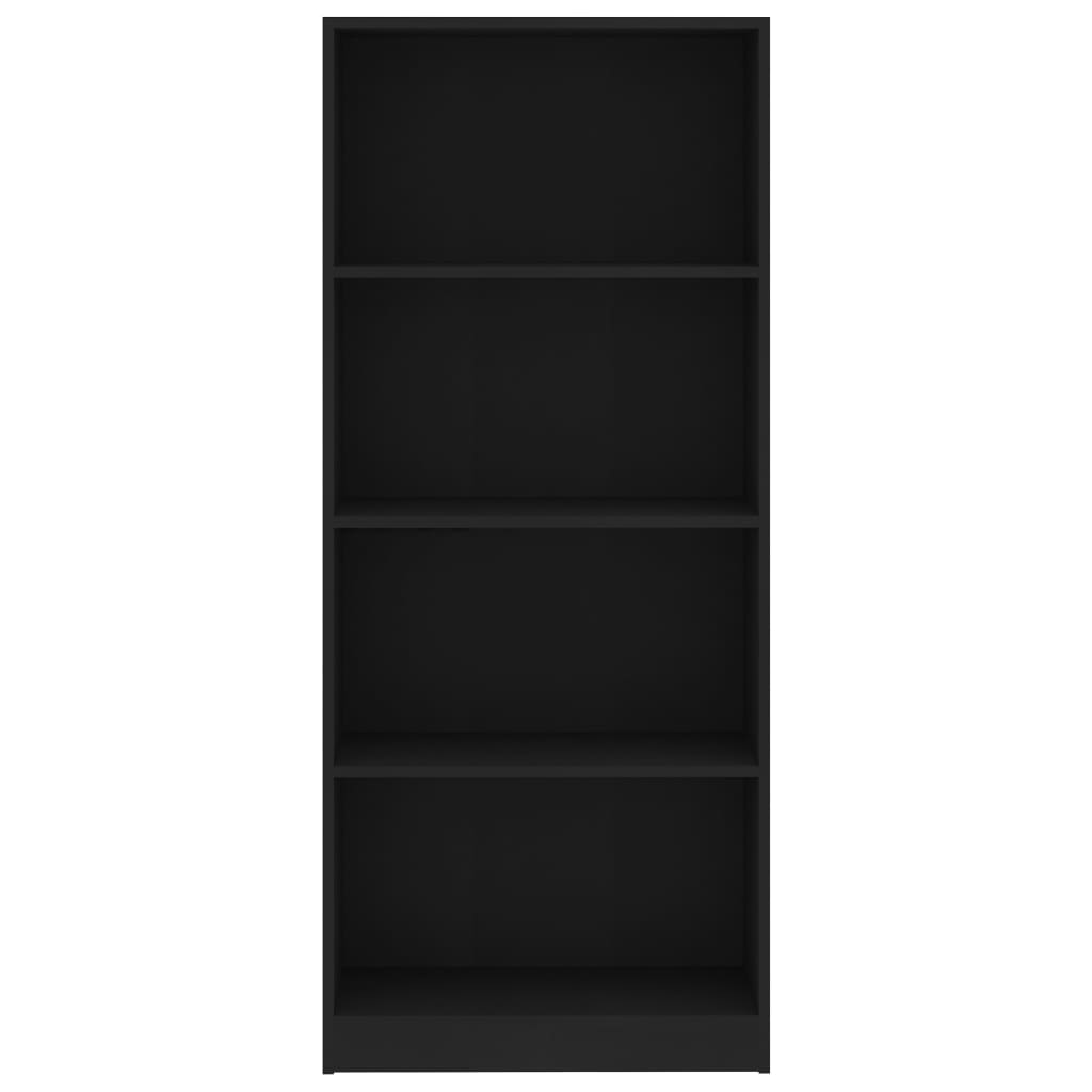 4-Tier Book Cabinet Black 60x24x142 cm Engineered Wood