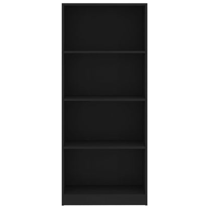 4-Tier Book Cabinet Black 60x24x142 cm Engineered Wood