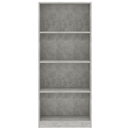 4-Tier Book Cabinet Concrete Grey 60x24x142 cm Engineered Wood