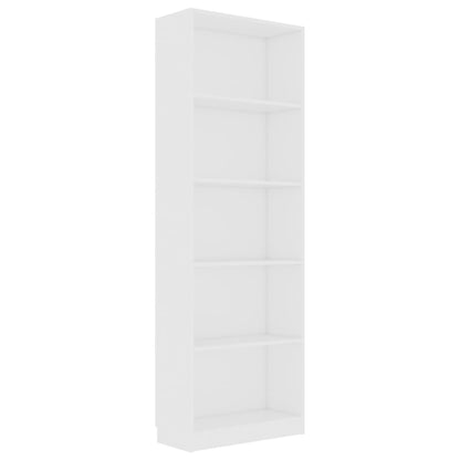 5-Tier Book Cabinet White 60x24x175 cm Engineered Wood