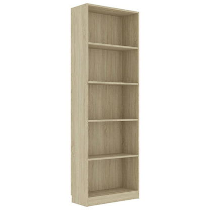 5-Tier Book Cabinet Sonoma Oak 60x24x175 cm Engineered Wood