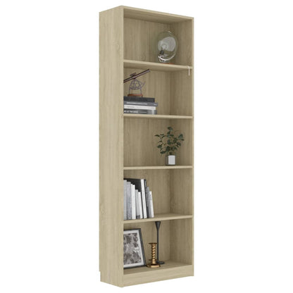 5-Tier Book Cabinet Sonoma Oak 60x24x175 cm Engineered Wood