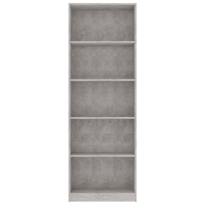 5-Tier Book Cabinet Concrete Grey 60x24x175 cm Engineered Wood