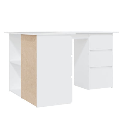 Corner Desk White 145x100x76 cm Engineered Wood