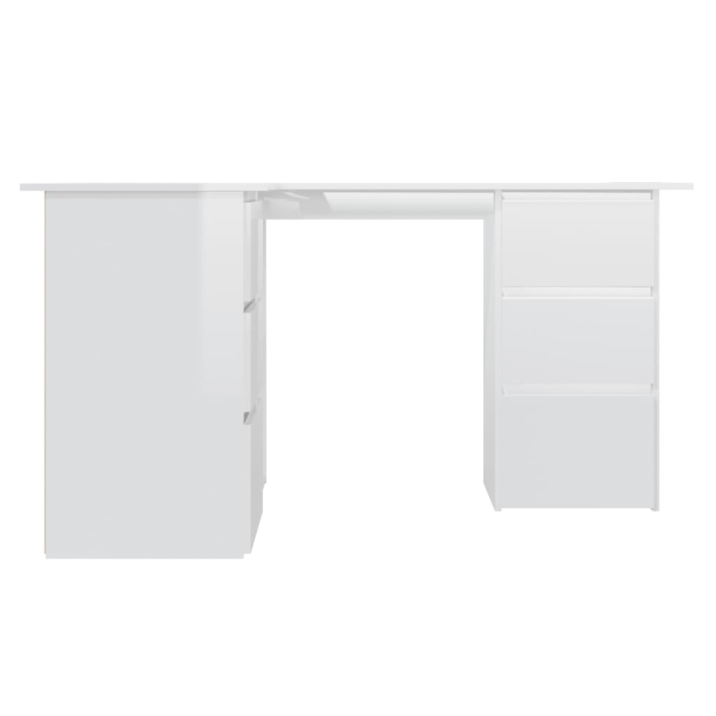 Corner Desk High Gloss White 145x100x76 cm Engineered Wood