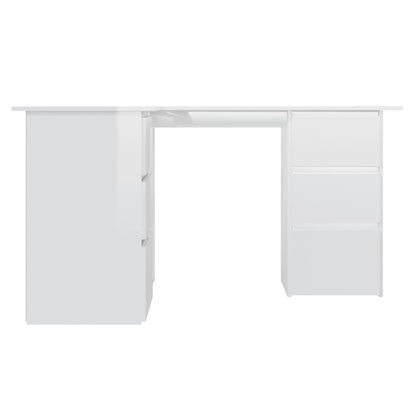 Corner Desk High Gloss White 145x100x76 cm Engineered Wood