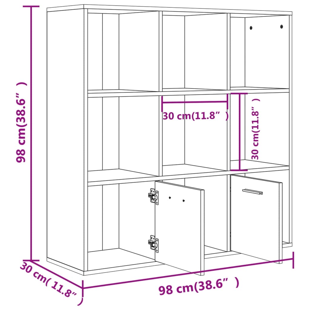 Book Cabinet Concrete Grey 98x30x98 cm Engineered Wood