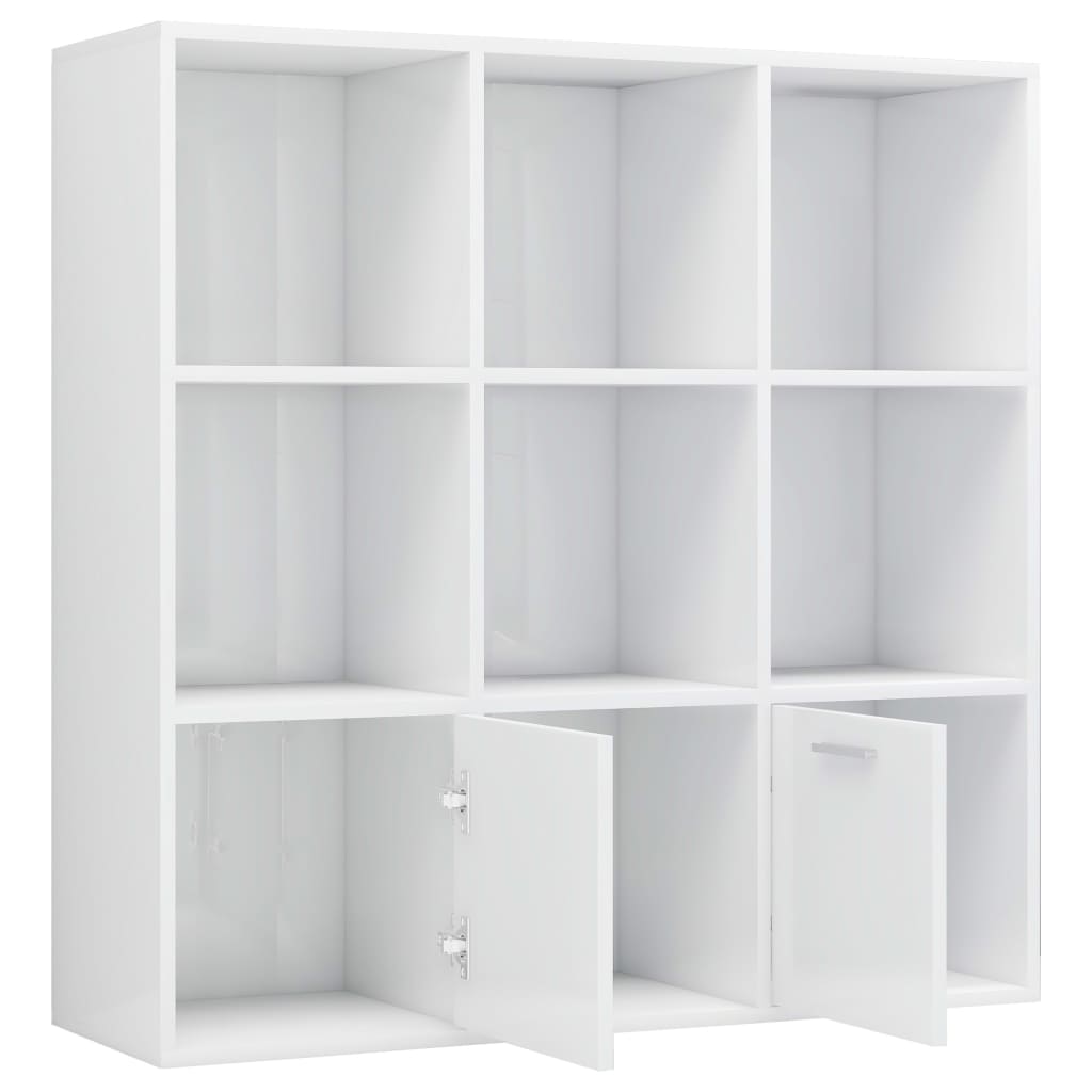 Book Cabinet High Gloss White 98x30x98 cm Engineered Wood