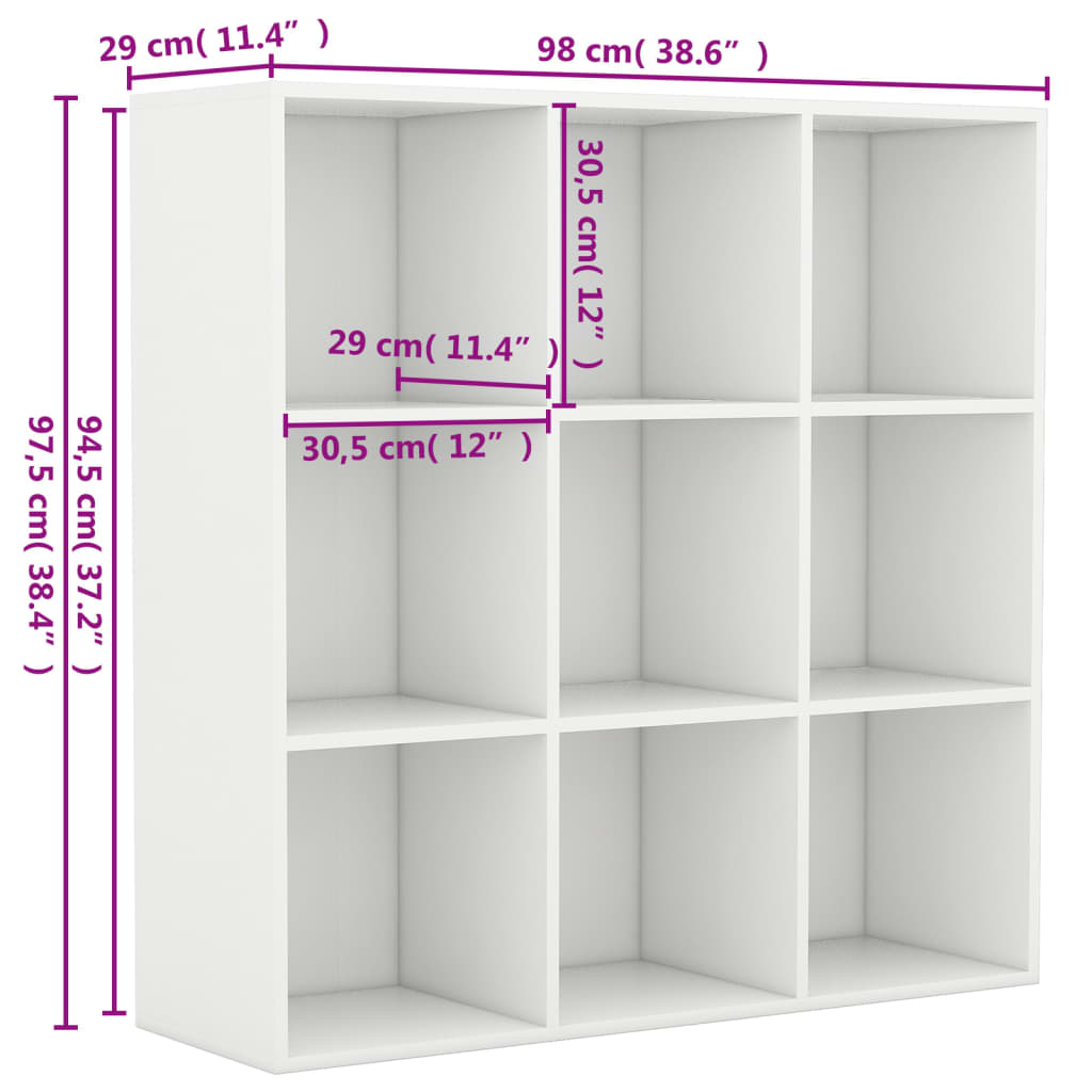 Book Cabinet White 98x29x97.5 cm Engineered Wood