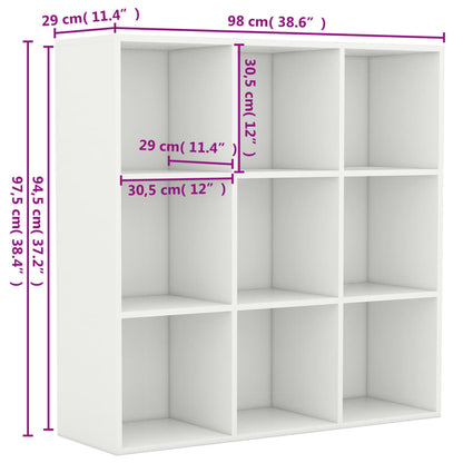 Book Cabinet White 98x29x97.5 cm Engineered Wood