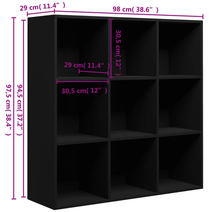 Book Cabinet Black 98x29x97.5 cm Engineered Wood