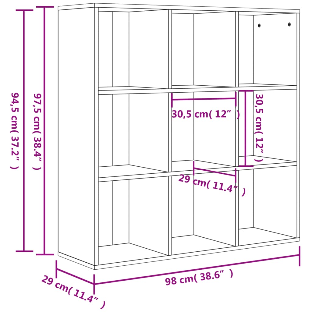 Book Cabinet Concrete Grey 98x29x97.5 cm Engineered Wood