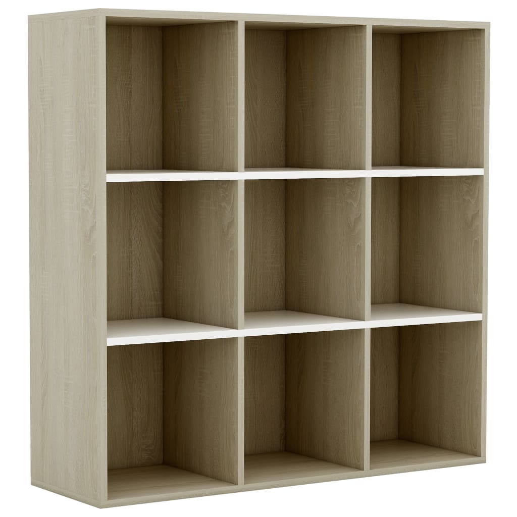 Book Cabinet White and Sonoma Oak 98x29x97.5 cm Engineered Wood