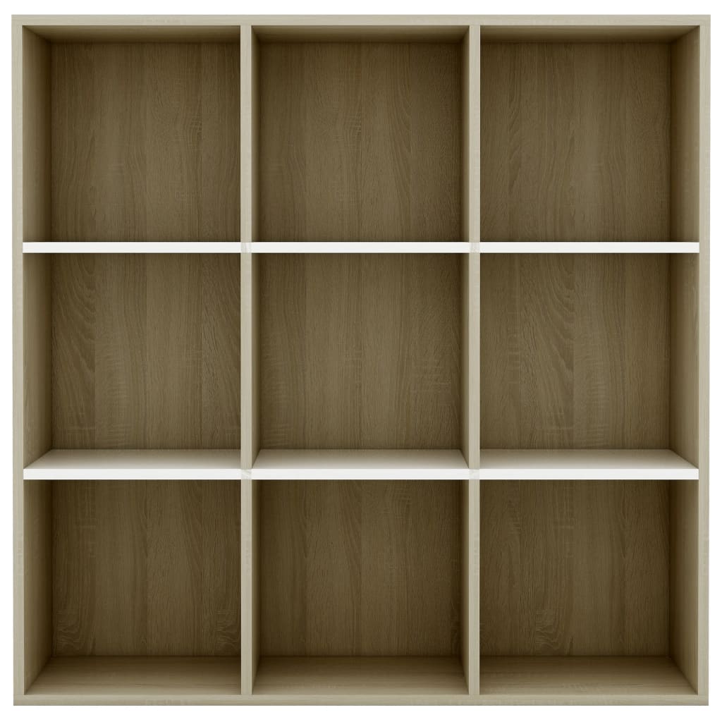 Book Cabinet White and Sonoma Oak 98x29x97.5 cm Engineered Wood