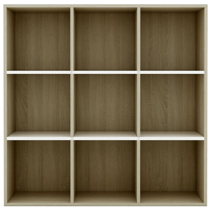 Book Cabinet White and Sonoma Oak 98x29x97.5 cm Engineered Wood