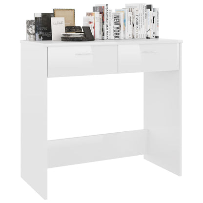 Desk High Gloss White 80x40x75 cm Engineered Wood