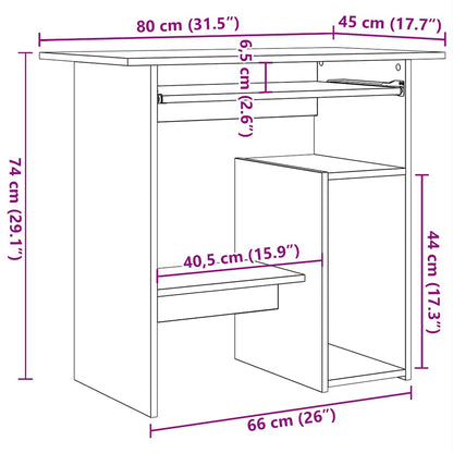 Desk Black 80x45x74 cm Engineered Wood