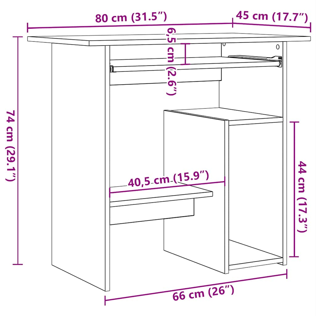 Desk Sonoma Oak 80x45x74 cm Engineered Wood