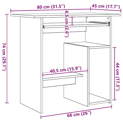 Desk Concrete Grey 80x45x74 cm Engineered Wood