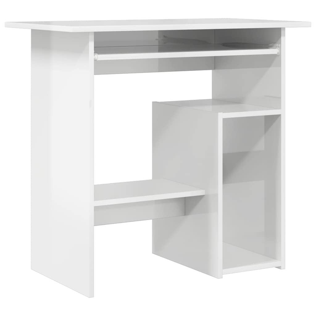 Desk High Gloss White 80x45x74 cm Engineered Wood