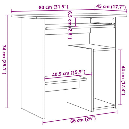 Desk High Gloss White 80x45x74 cm Engineered Wood