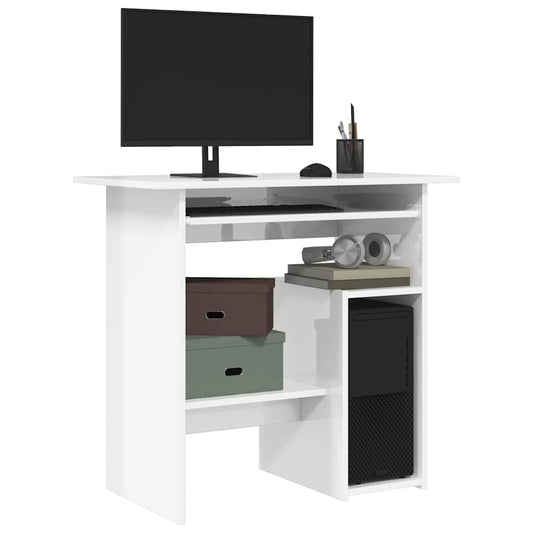 Desk High Gloss White 80x45x74 cm Engineered Wood