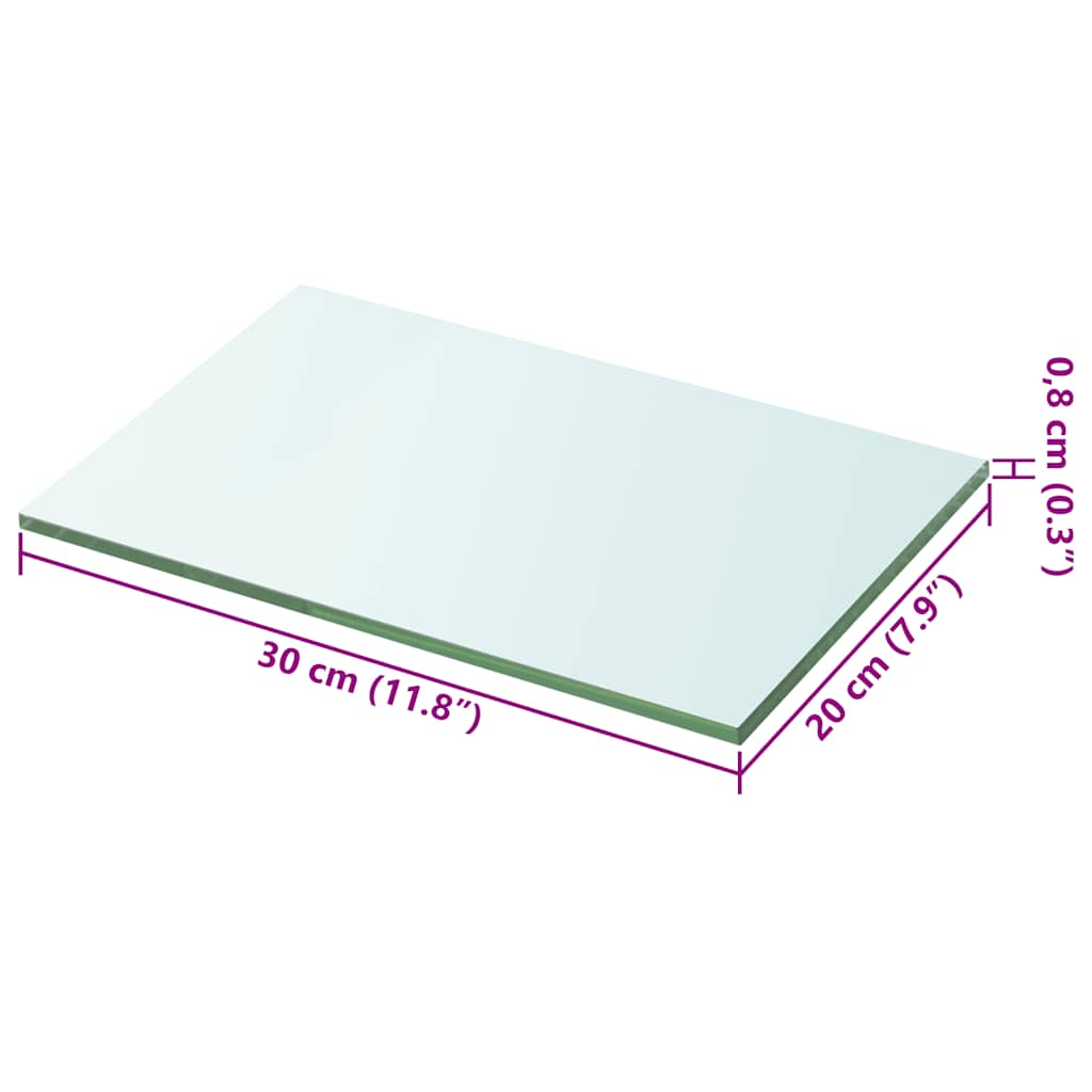 Shelves 2 pcs Panel Glass Clear 20x30 cm