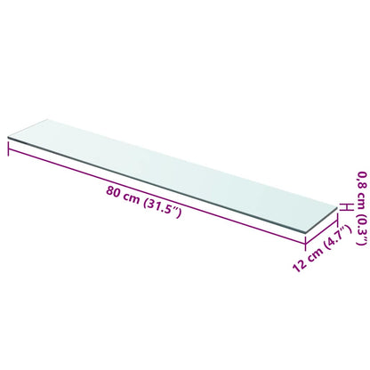 Shelves 2 pcs Panel Glass Clear 80x12 cm