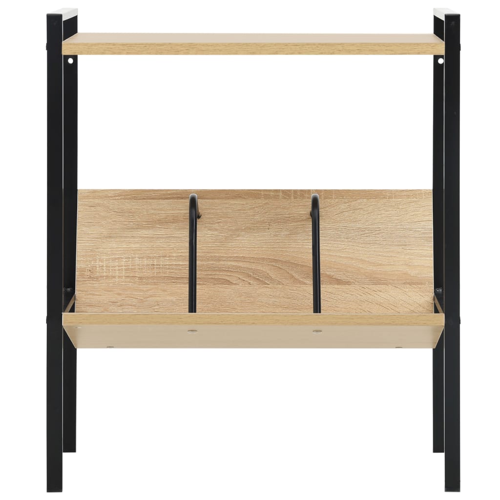 2-Layer Book Shelf Black and Oak 52x28x59 cm Engineered Wood