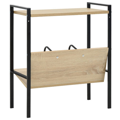 2-Layer Book Shelf Black and Oak 52x28x59 cm Engineered Wood