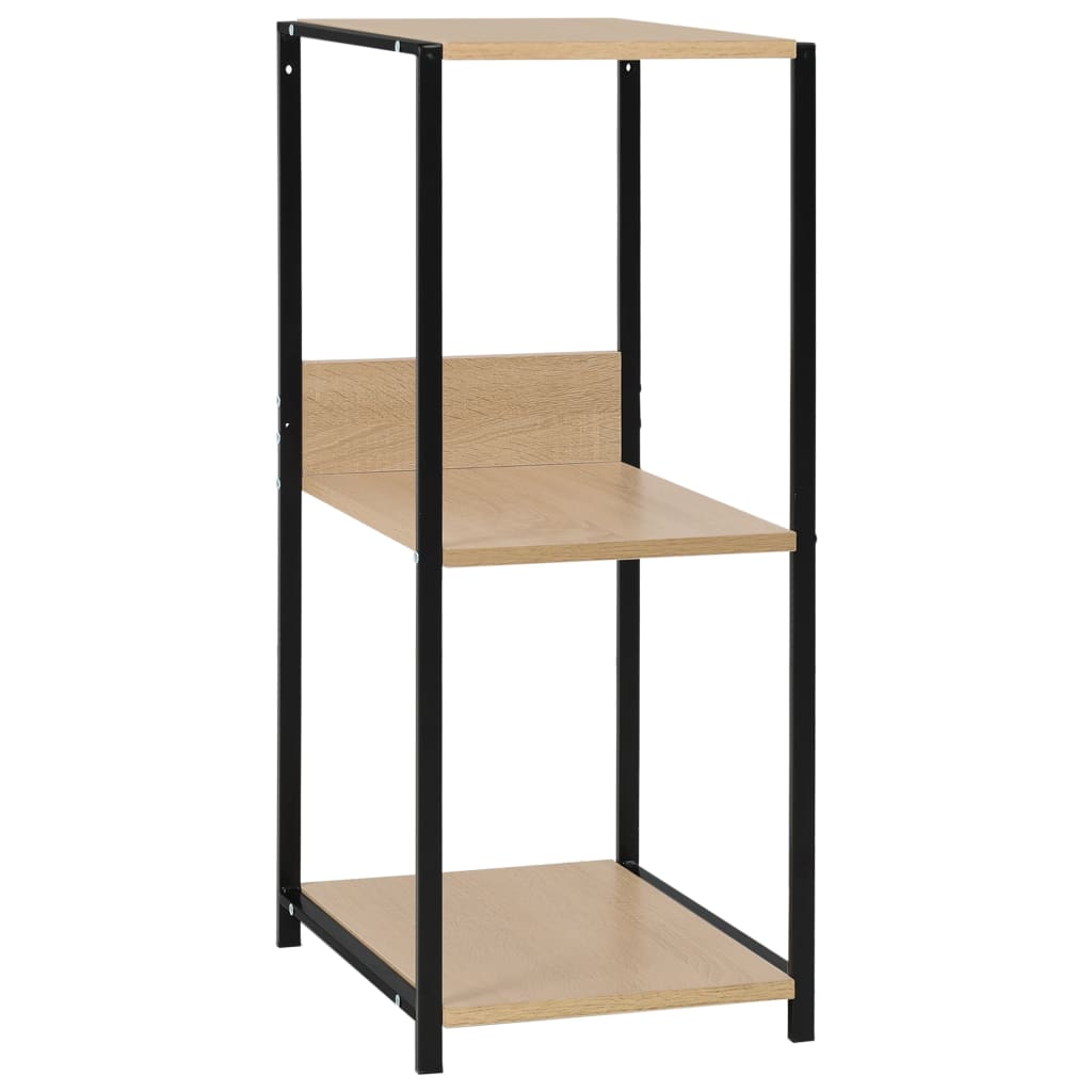 Small Straight Book Shelf Black and Oak 33.5x39.6x79.7 cm Engineered Wood