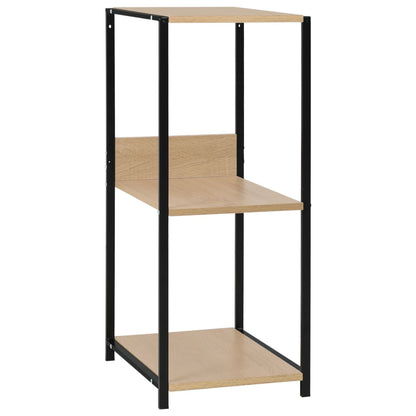 Small Straight Book Shelf Black and Oak 33.5x39.6x79.7 cm Engineered Wood