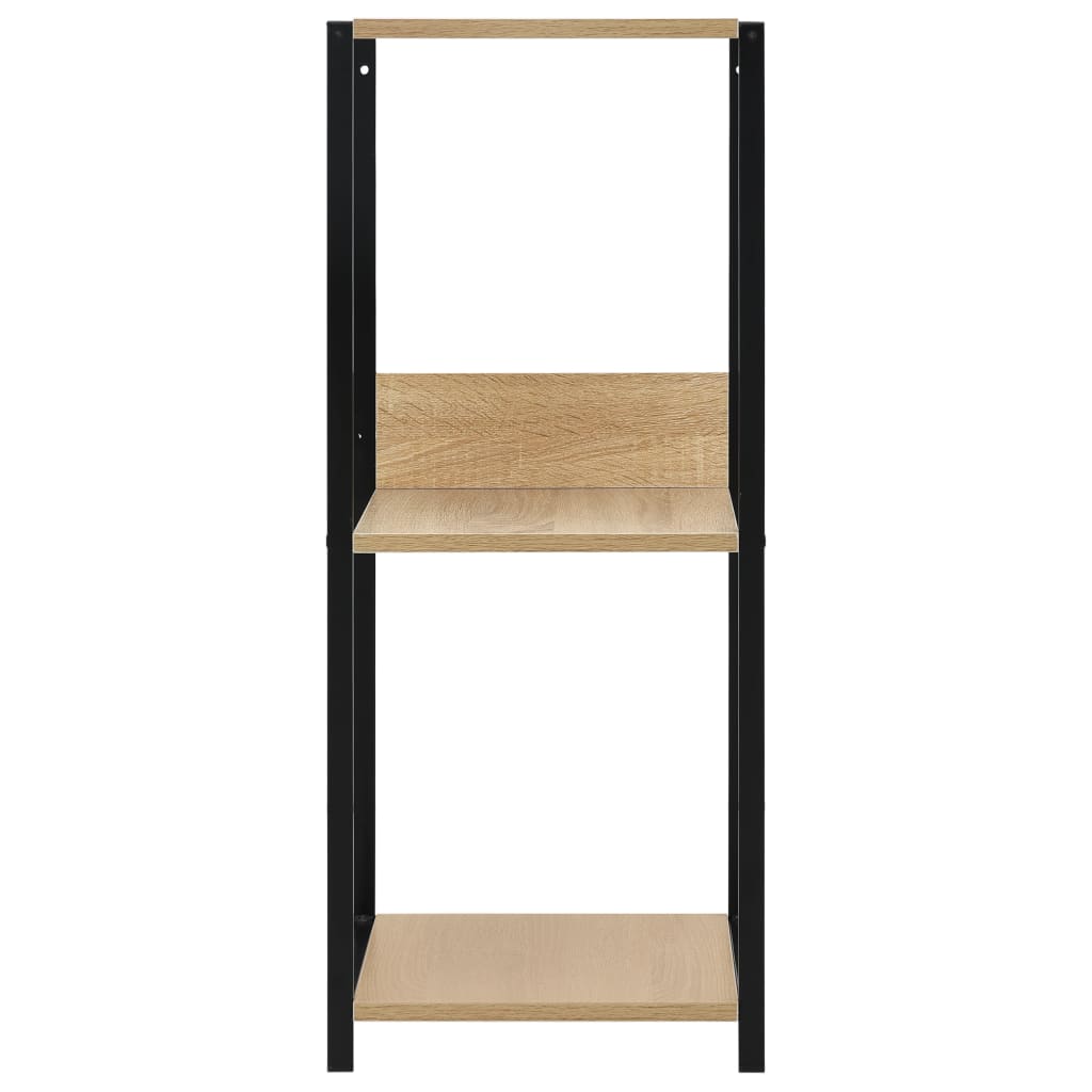 Small Straight Book Shelf Black and Oak 33.5x39.6x79.7 cm Engineered Wood