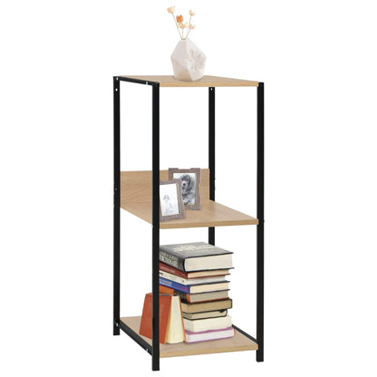 Small Straight Book Shelf Black and Oak 33.5x39.6x79.7 cm Engineered Wood