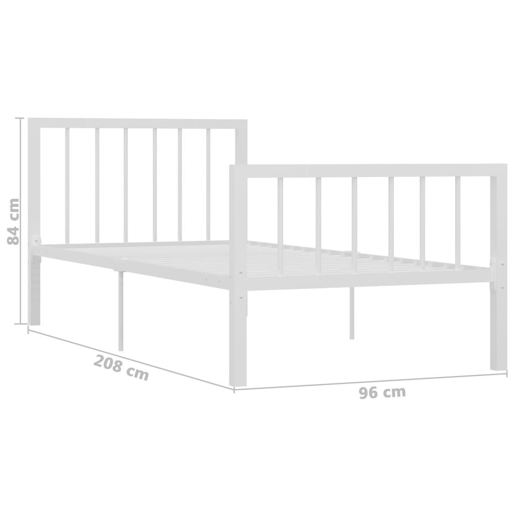 284562 vidaXL Bed Frame without Mattress White Metal 90x200 cm